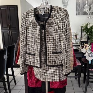 Kate Hill Black and Cream Tweed Blazer and skirt
